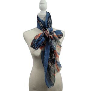 Gold Coast Scarf Women Scarf Wrap Blue‎ Paisley Rectangle Super Soft